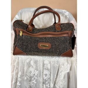 Jaguar by JCPenney Vintage Tweed & Leather Satchel / Doctor Bag – Brown | Gold H